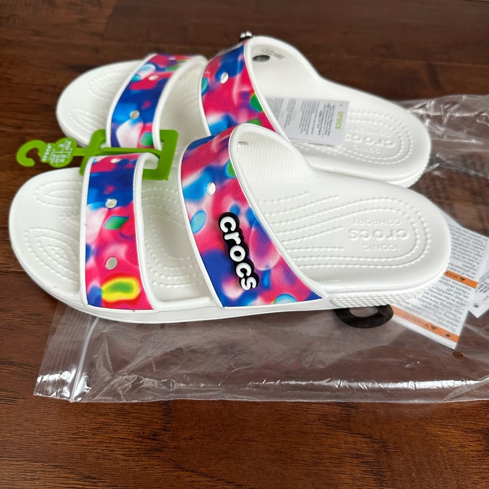 Crocs 2 Strap Slide Sandals Size 8
